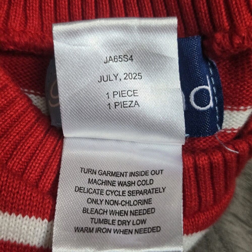 NWT Good Lad Baby Boy 12M Knit Sweater Romper Red Striped Hunk Cracker Barrel - Picture 9 of 10